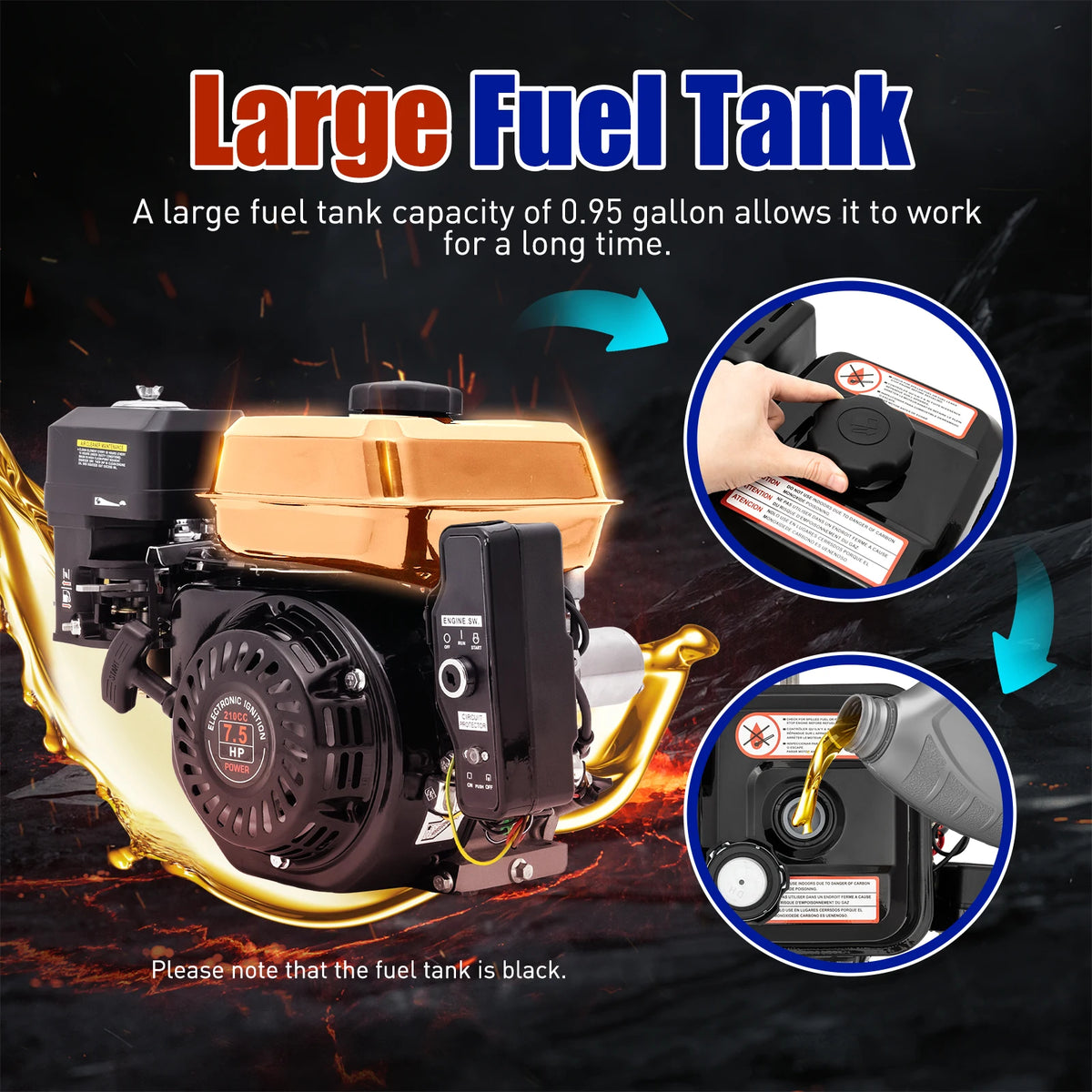 7.5HP 210cc 4-Stroke Gas Engine with Electric Start for Go Karts