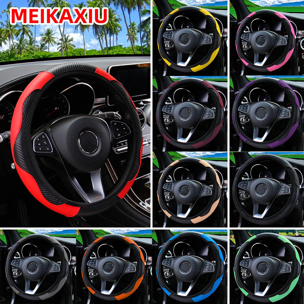 Universal Carbon Fiber Steering Wheel Cover - Fits 14.5-15 Inch - image 2
