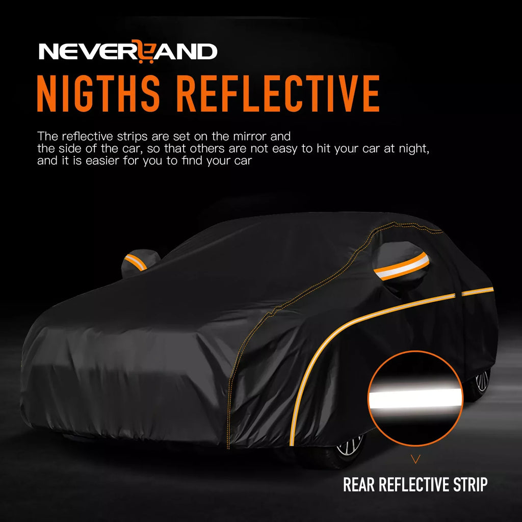 Black Sedan Car Cover with Wheel Straps, XL and XXL
