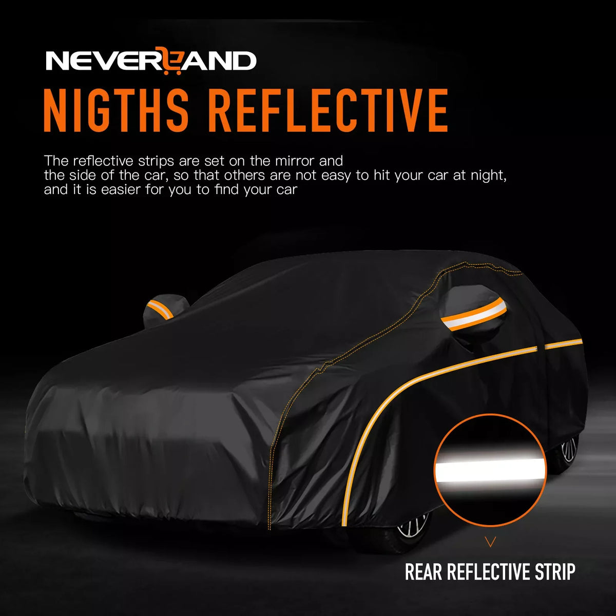 Black Sedan Car Cover with Wheel Straps, XL and XXL