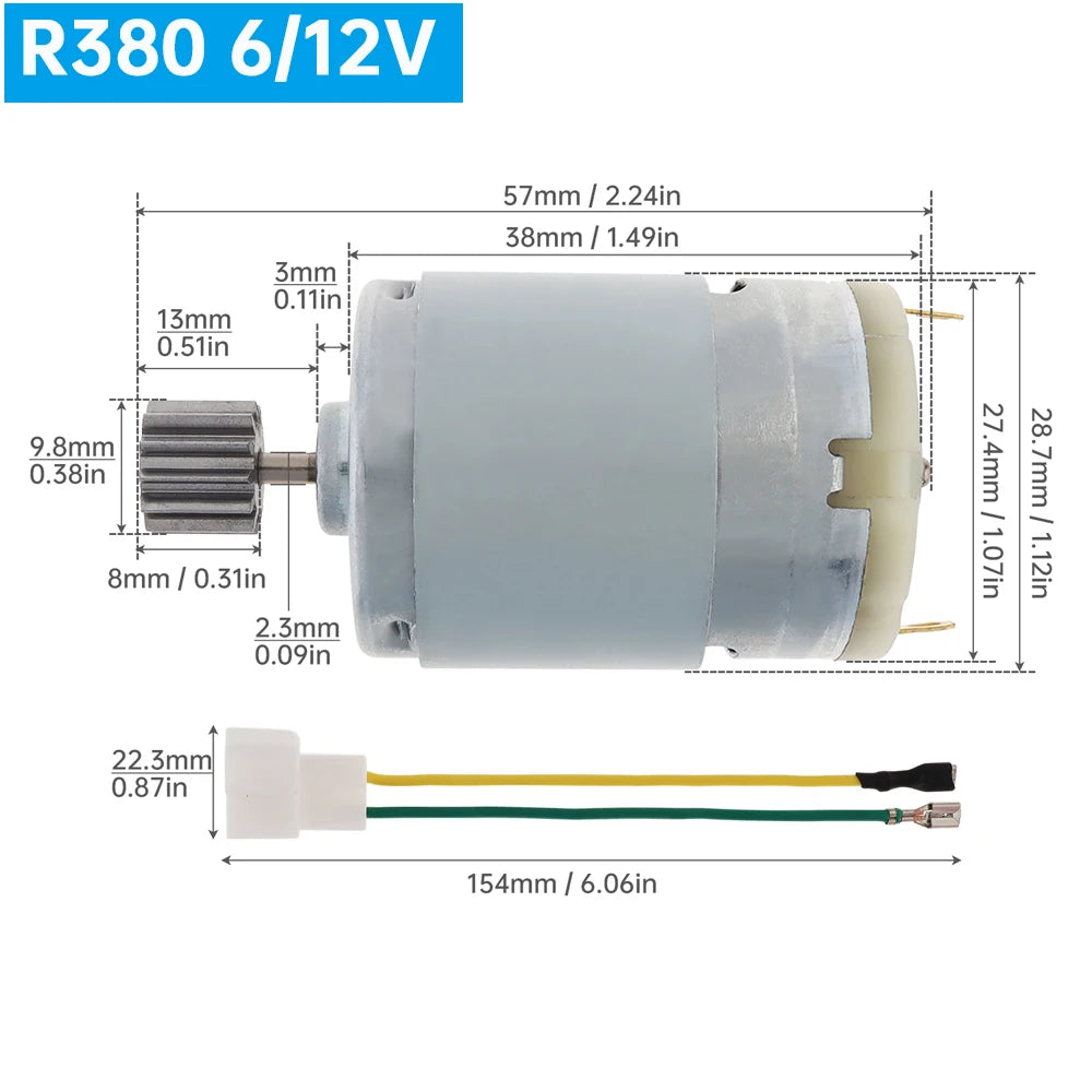 1pc R390/380 12 Teeth DC Motor 6/12V 12000-20000RPM Kids Ride On Toys Car Motor High Speed Electric Motor for Remote Control Car