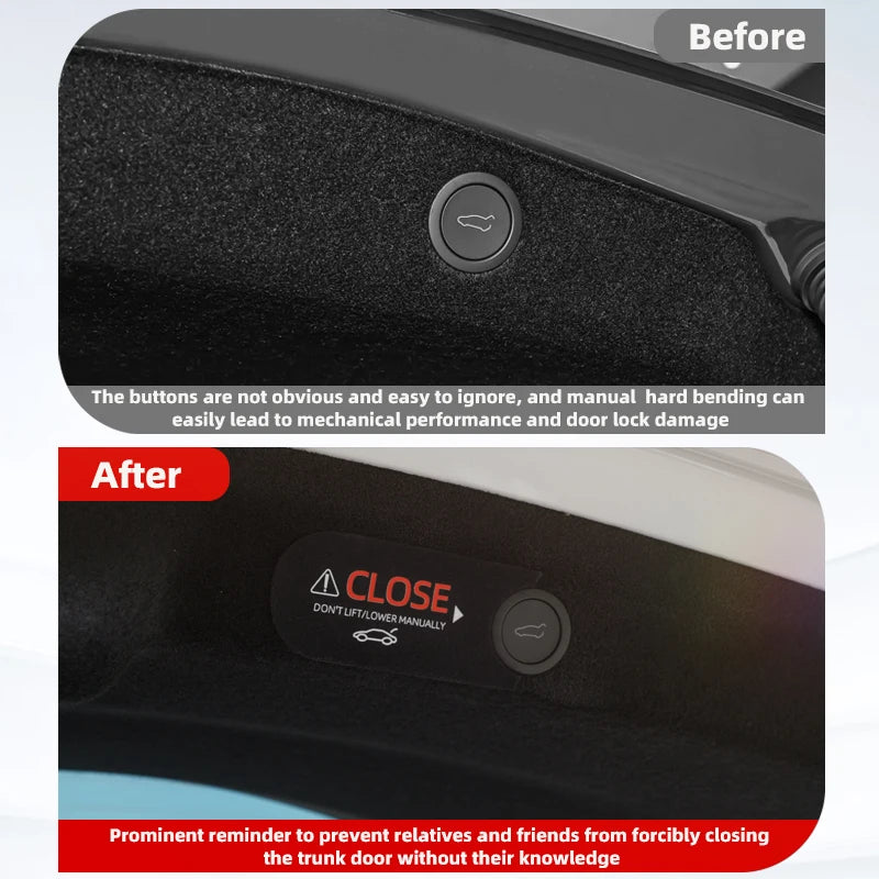 Electric Tailgate Warning Decal for Model Y and Model 3