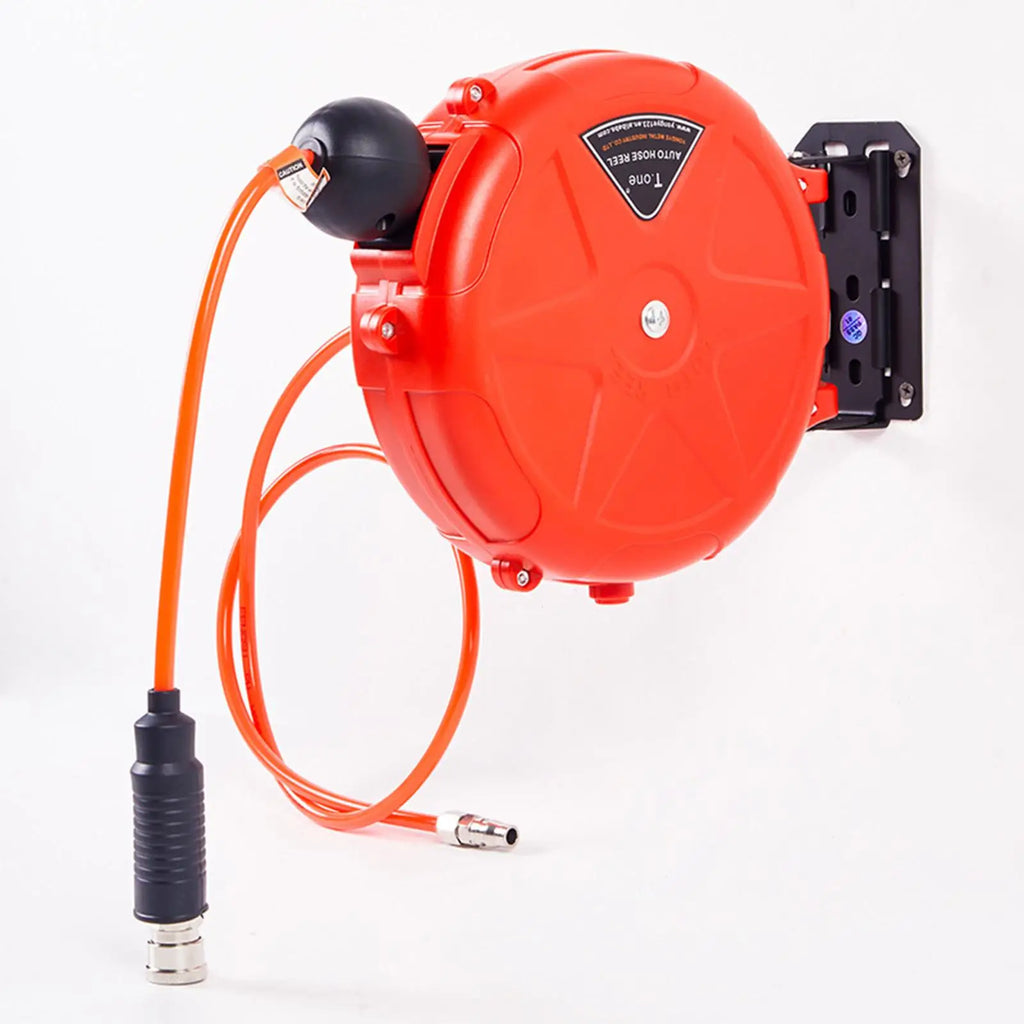 Automatic Retractable Air Hose Reel Auto Rewind with 10M Tube Automatic Locking Air Compressor Hose Reel for Garden Workshop