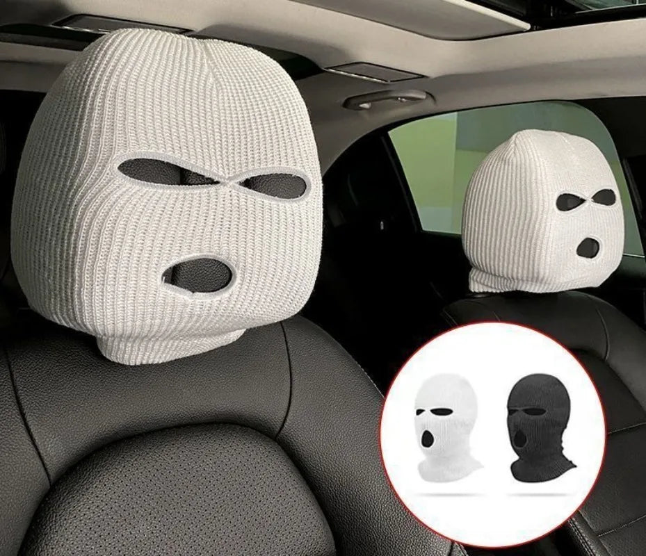 Funny Ski Mask Car Headrest Cover
