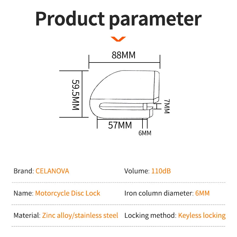 Aluminum Disc Lock Alarm for Motorcycles & Bicycles - image 5