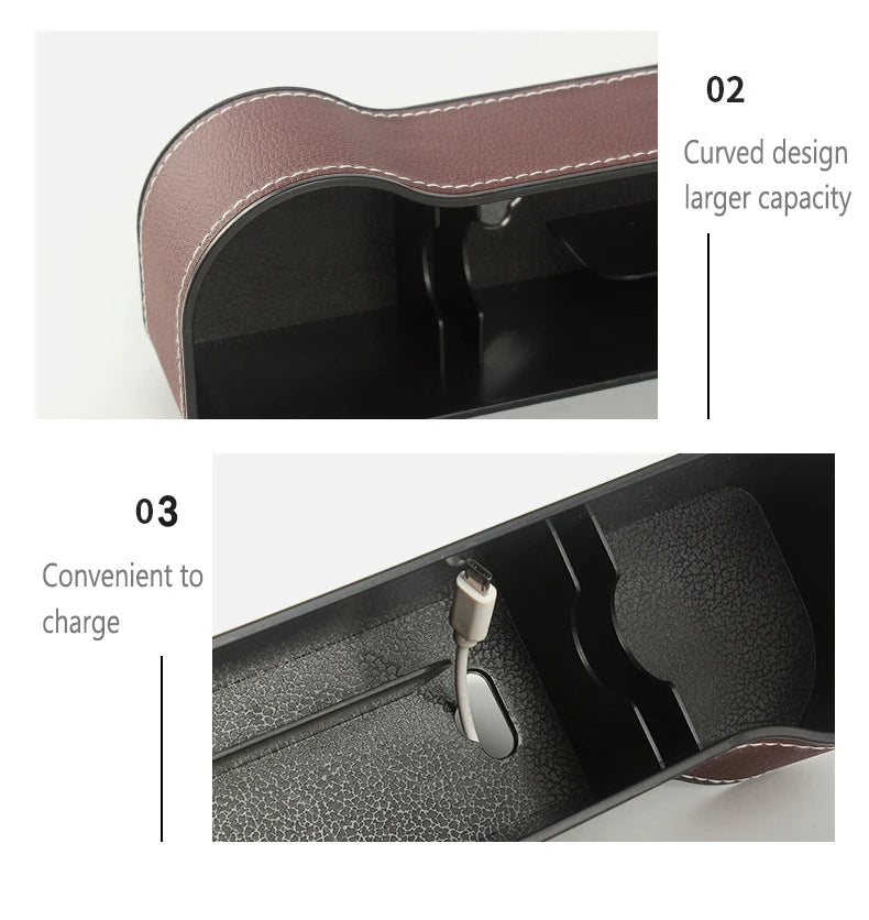 Car Seat Gap Organizer Storage Box - Expandable Design, Holds Phone, Keys, Wallet, Prevents Items from Falling