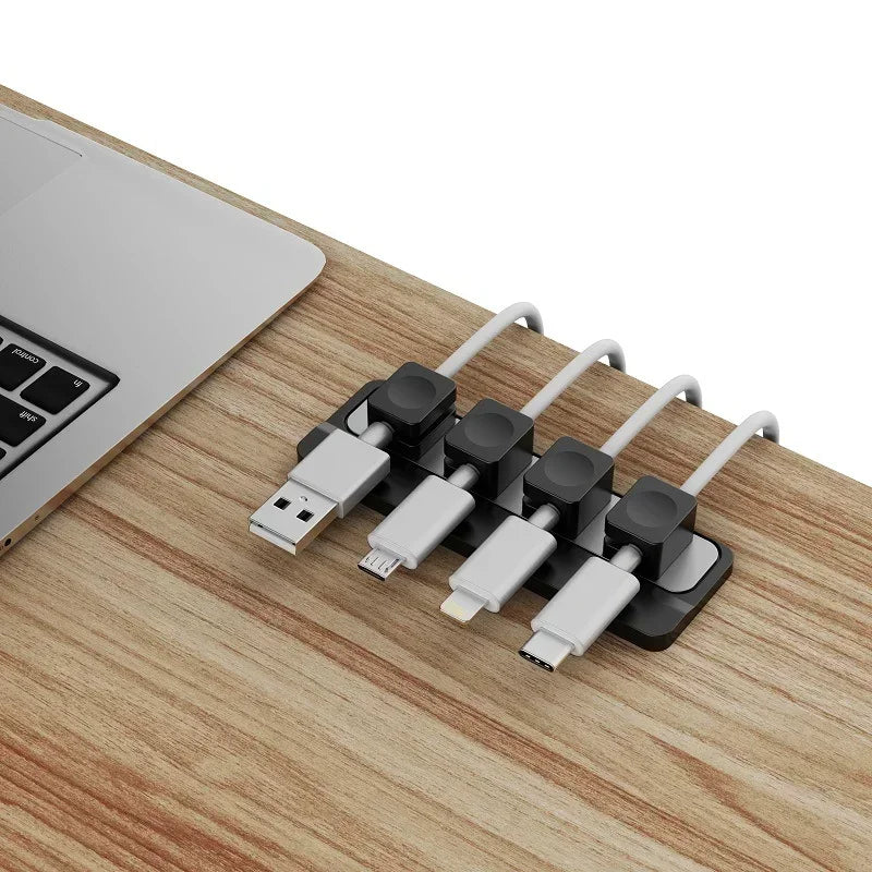Magnetic Under-Desk Cable Clips – Adjustable Cord Holder