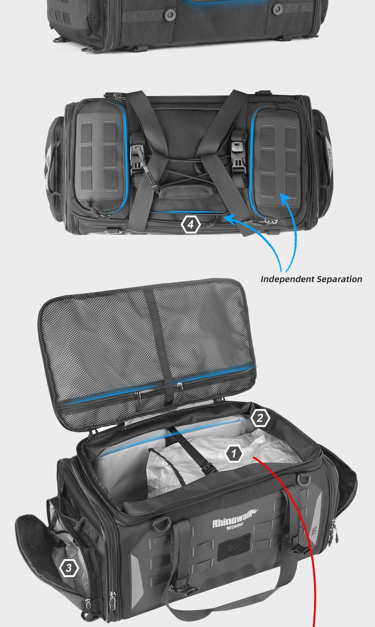 Rhinowalk 70L Magnetic Motorcycle Saddle Bag - image 18