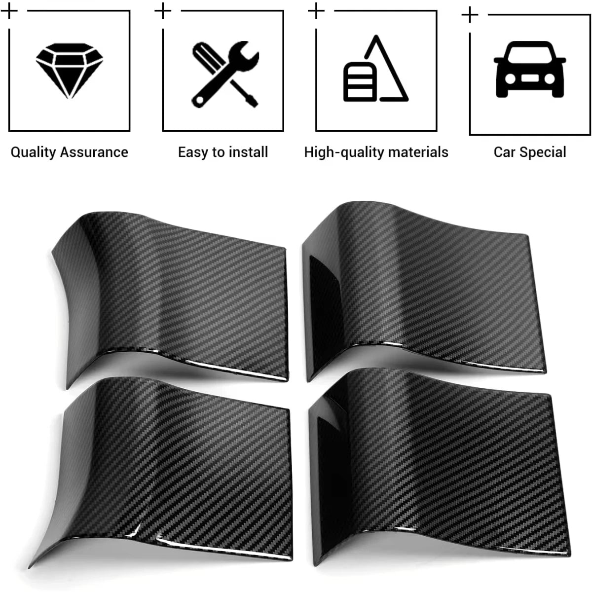 For Ford F150 2015-2020 Interior Door Handle Panel Trim ABS Carbon Fiber Style Anti-scratch Cover Accessory