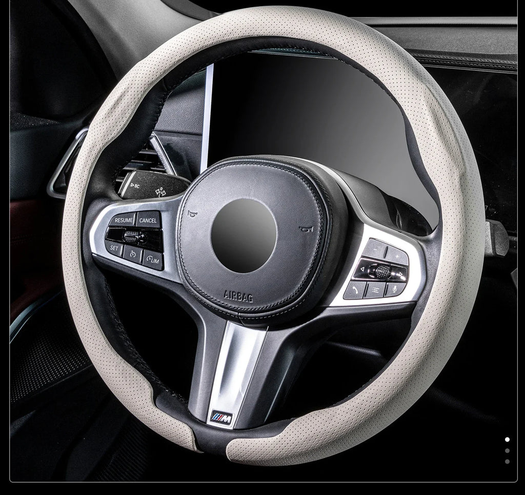 Ultra-Thin Faux Leather Steering Wheel Cover, D or O Shape