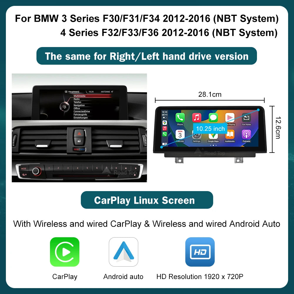 12.3-inch Wireless CarPlay Android Auto for BMW 3/4 Series 2012-2018 - image 7