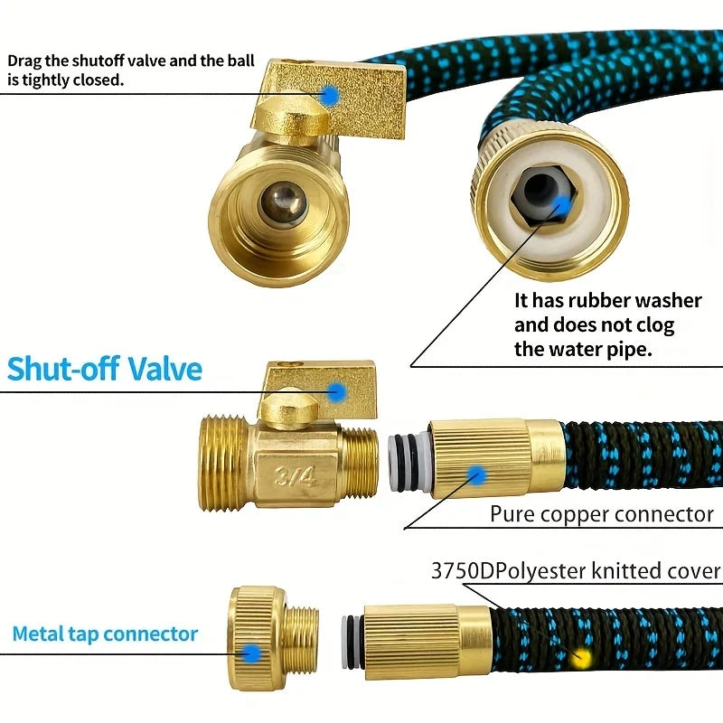 Expandable Garden Hose with 3/4" Threaded Joint – Anti-Twist, Leak-Proof