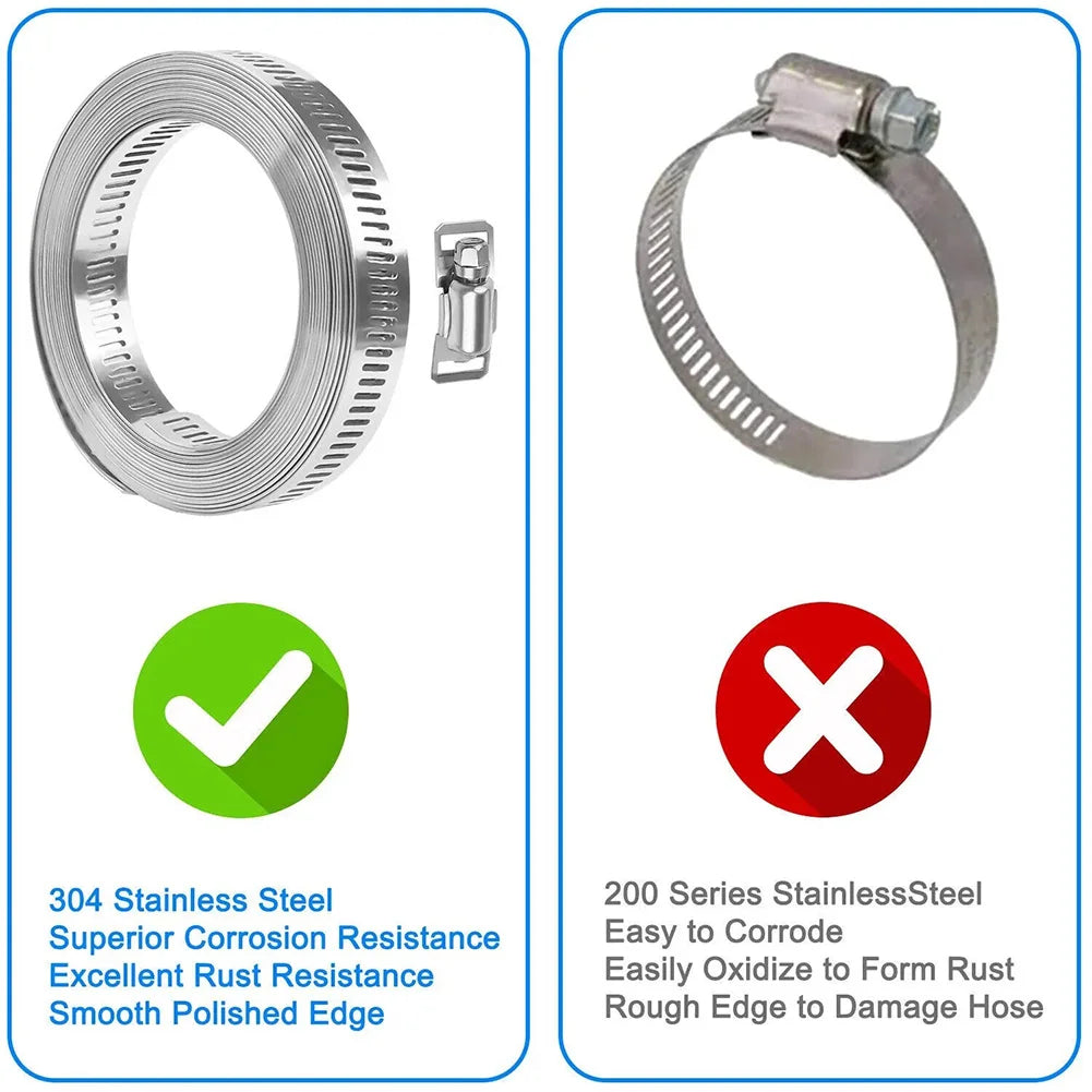 9.8ft Adjustable Worm Gear Hose Clamp Strap with Fasteners