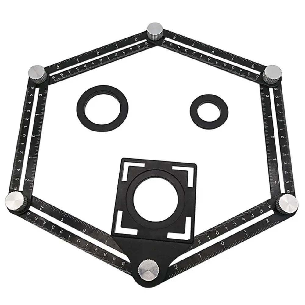 6 Fold Angle Measuring Ruler Aluminum Alloy Perforated Template Construction Tool for Tile Hole Drilling Guide