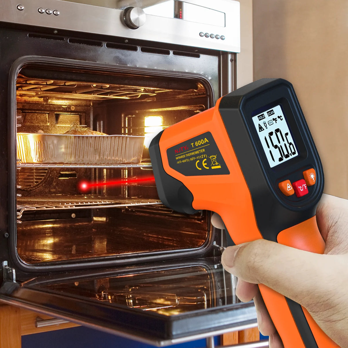 T600 Digital Infrared Thermometer Gun -58°F to 1112°F (-50°C to 600°C), Professional Industrial Laser Temperature Gun