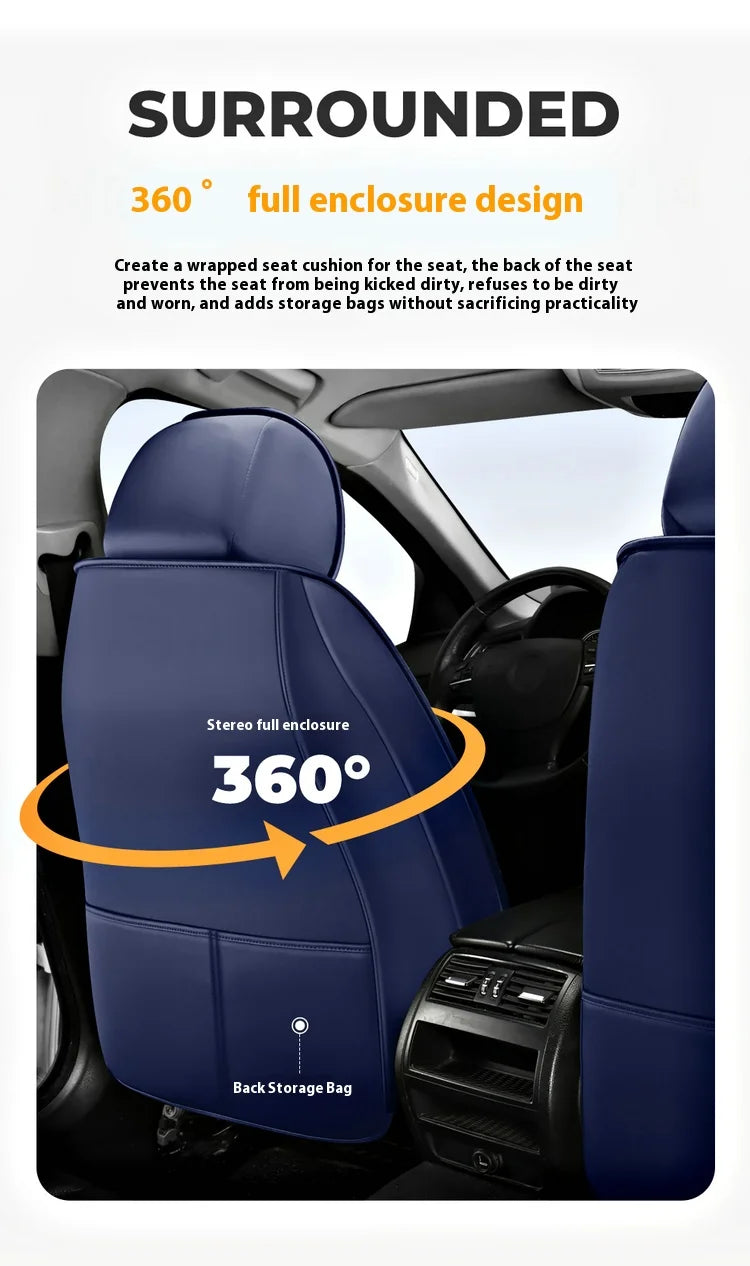 5-Seat Synthetic Leather Car Seat Cover Set with Lumbar Support