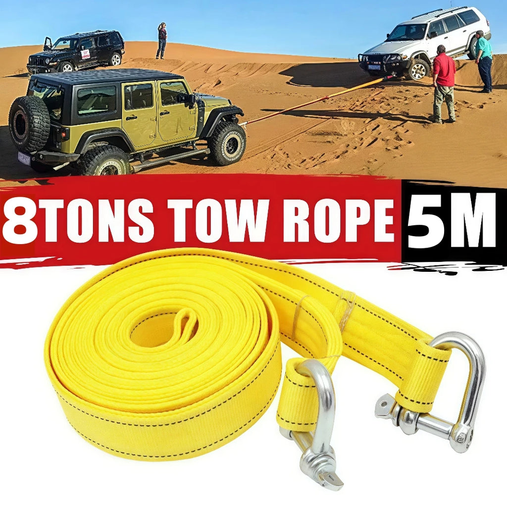5m Double-Thick Tow Strap with Hook – 5 Ton Vehicle Recovery