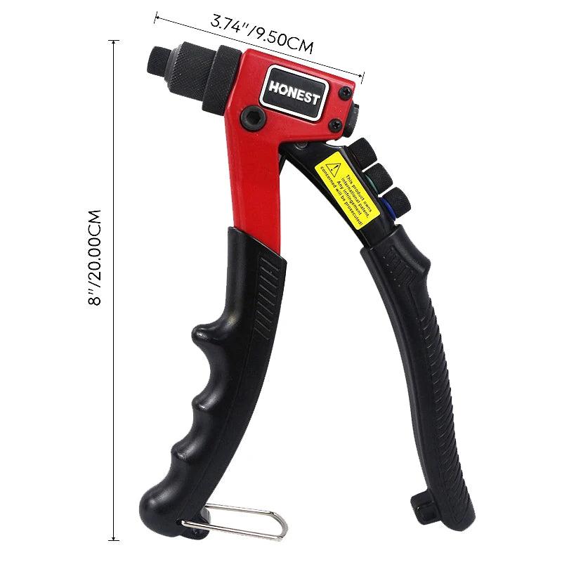 Heavy-Duty Rivet Gun Hand Riveter Blind Rivets Gun, Effort-Saving Design Includes 4 Interchangeable Nozzles (2.4-3.2-4.0-4.8mm)