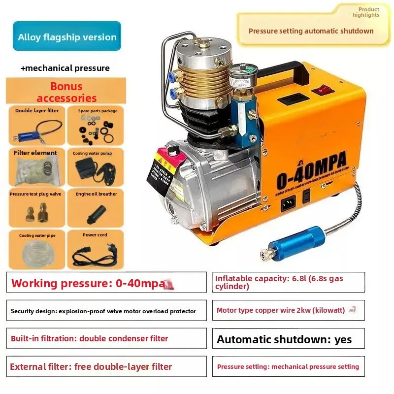 Water-Cooled High Pressure Electric Air Pump 30MPA 40MPA Portable Compressor For Diving Cylinder Fire Rescue Air Tank Inflation