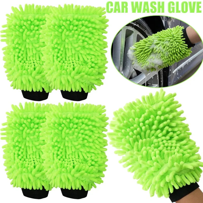 High Density Microfiber Car Wash Mitt, Chenille Scratch-Free Glove for Auto Detailing