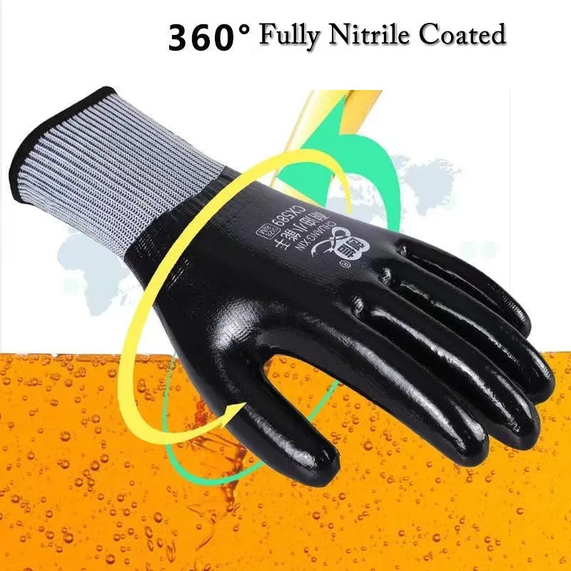 Nitrile-Coated Waterproof Work Gloves, Oil-Resistant - image 4
