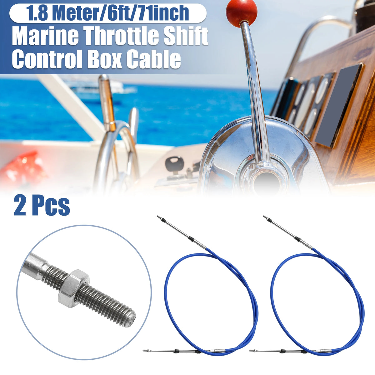 Marine Throttle and Shift Control Cable Pair for Outboard Motors