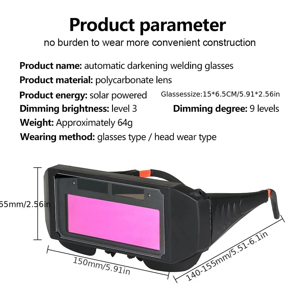 1pc Auto Darkening Welding Goggle Glasses - Advanced Automatic Light Change Technology for Enhanced Eyes Protection