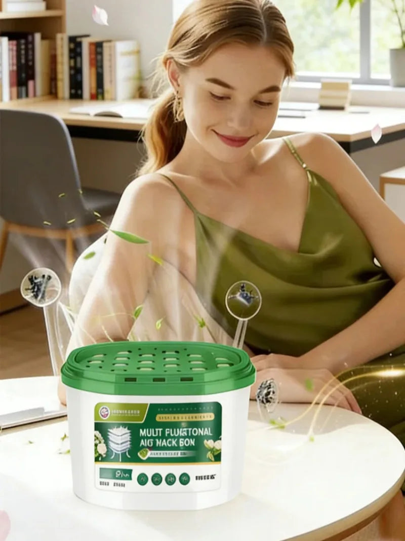 Moisture absorber box with odour control for closet, bathroom and kitchen