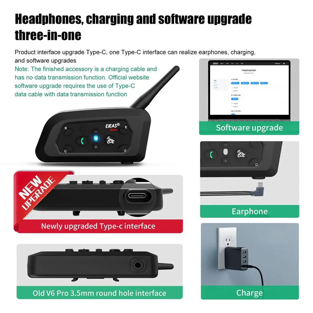 EJEAS V6 Pro+ Motorcycle Bluetooth Intercom Headset, 800m IP67 - image 21