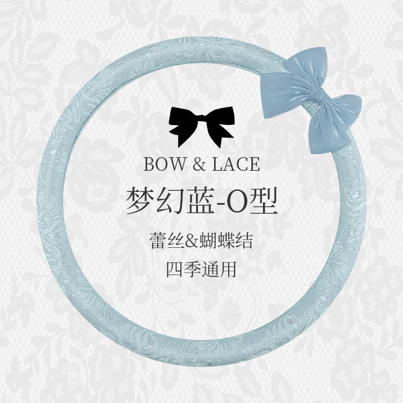 Bow and Lace Steering Wheel Cover, Round or D-Shape