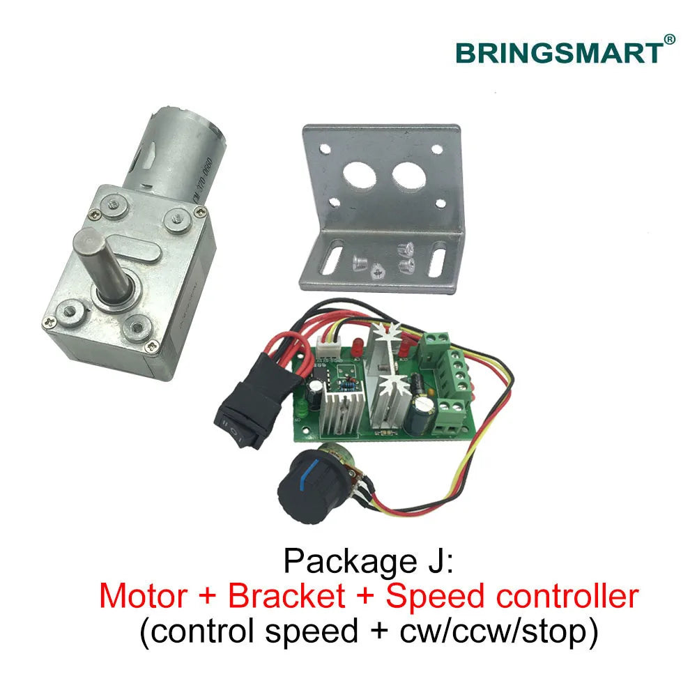 DC Worm Gear Motor, 3-24V, Self-Locking, for DIY Projects