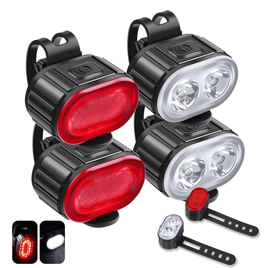 Rechargeable LED Bike Front & Rear Light for Night Cycling