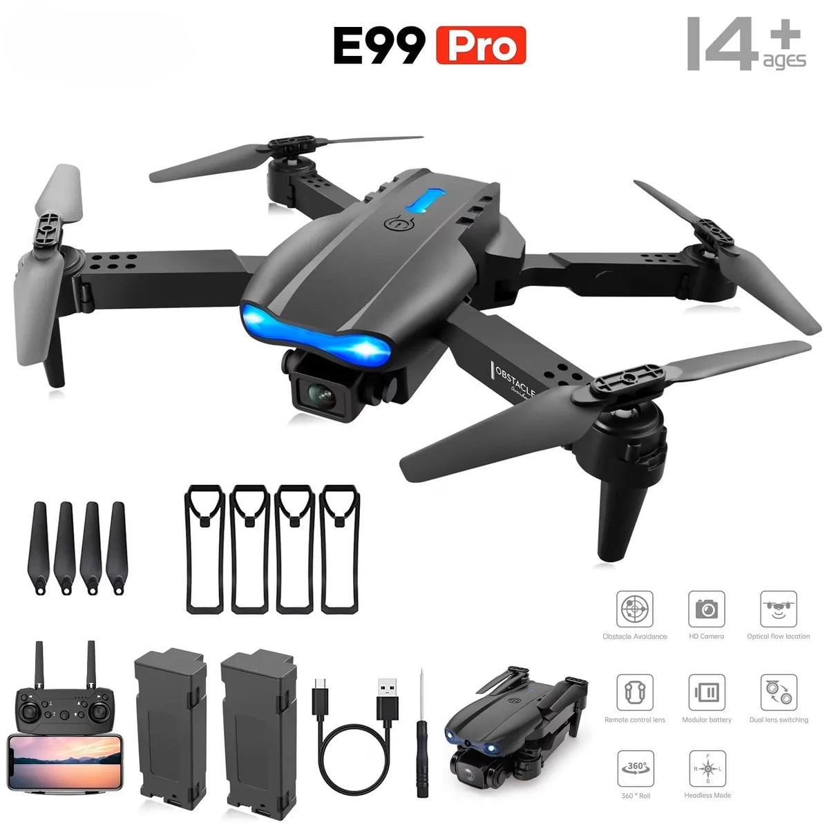 E99 Pro Max Foldable Drone with Dual HD Camera and Remote - view 15