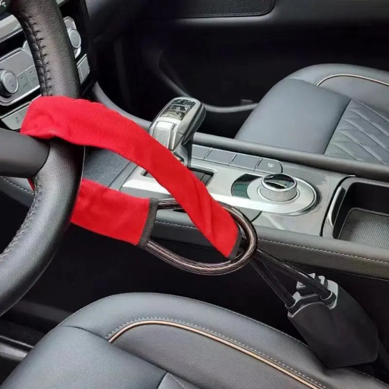 Car Steering Wheel Steel Lock Seat Belt Anti-theft Lock with 2 Keys Anti-theft Device Easy to Install Fits Most Cars SUVs