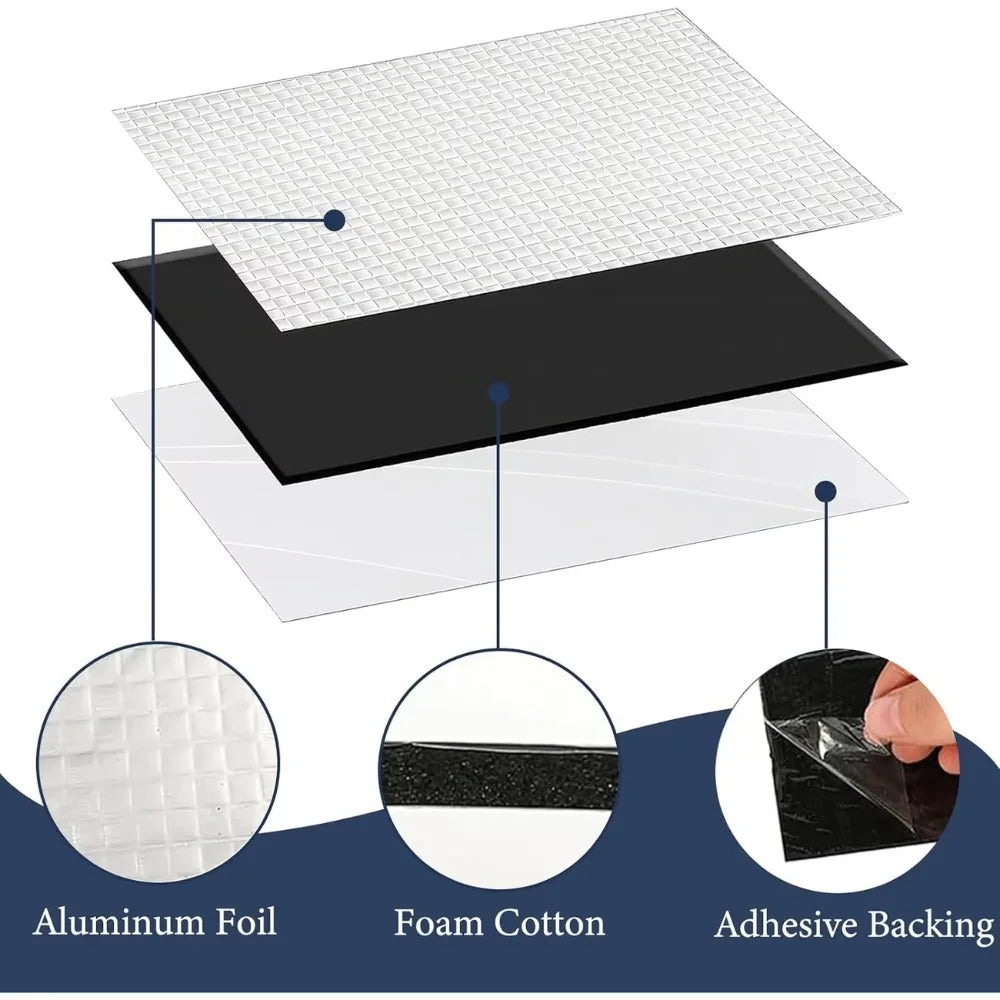 10mm car sound deadening pads 10 pack, aluminium foil foam for doors, roof and hood