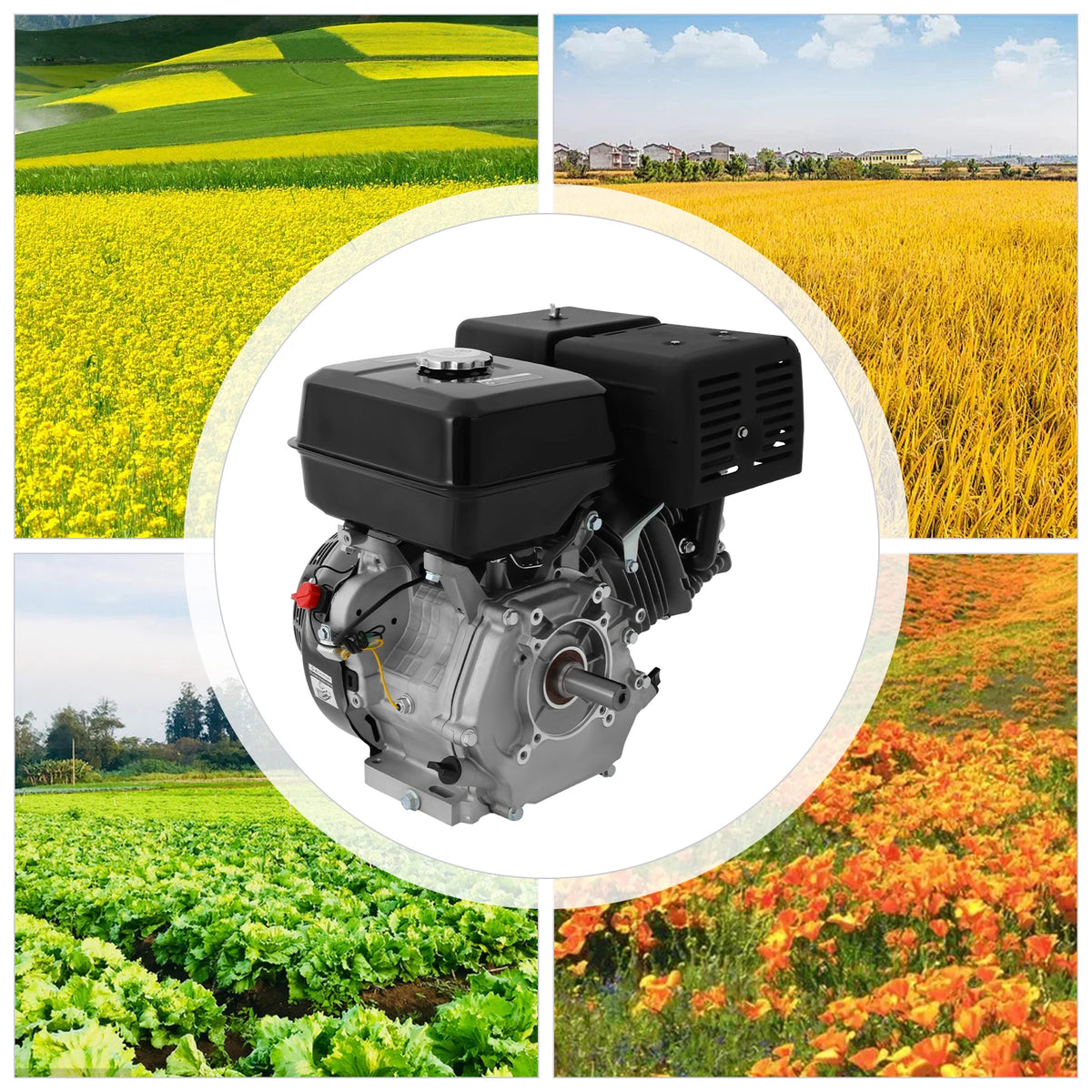 420cc 15HP Gas Engine, 4-Stroke OHV, Pull Start