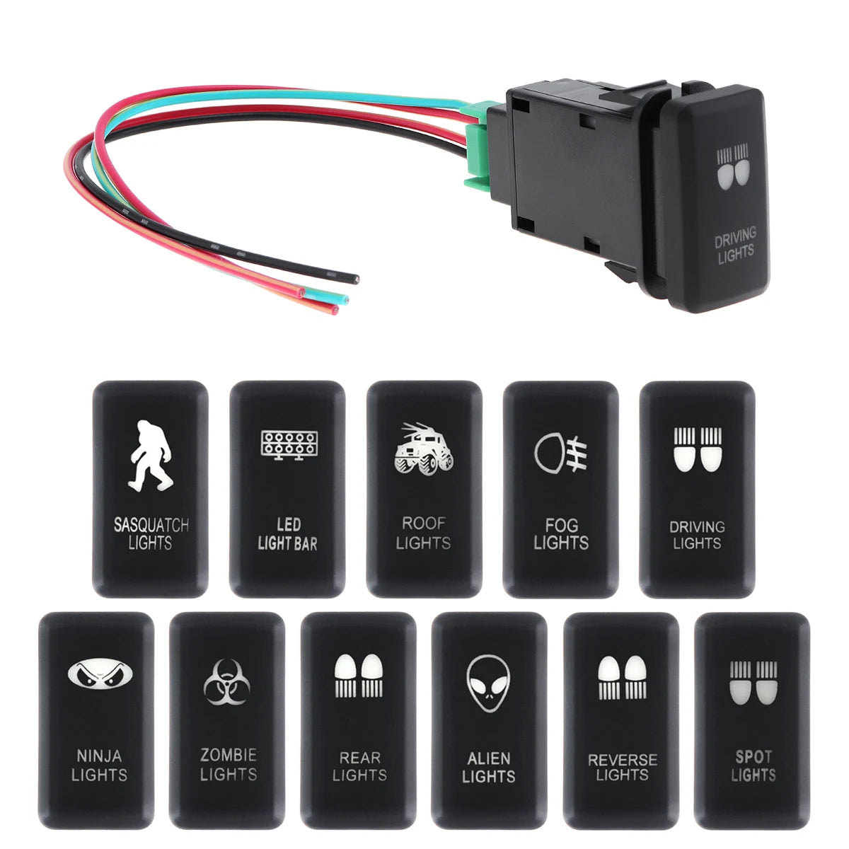 Waterproof LED Push Button Switch Blue Backlight for Toyota