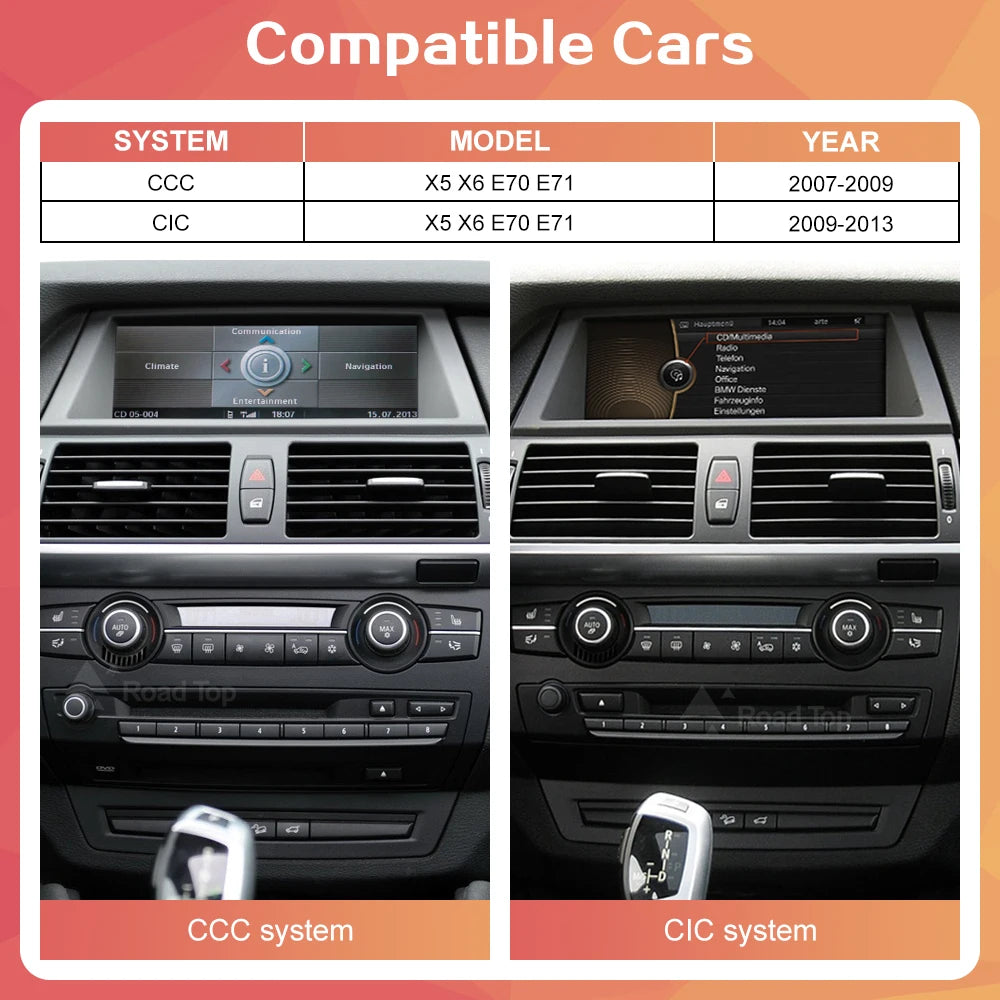 RoadTop 10.25" Wireless CarPlay & Android Auto BMW X5/X6 2007-2013 - image 2