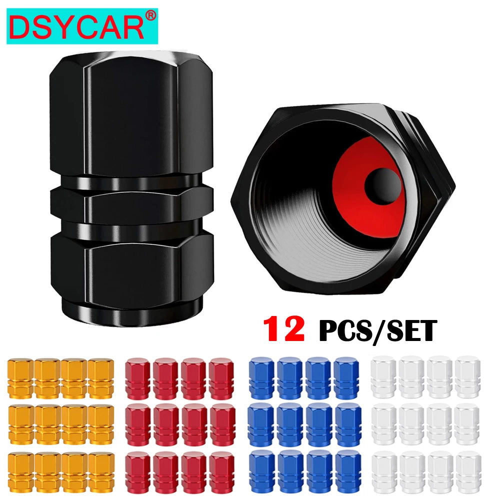 12-Pack Aluminum Tire Valve Caps Universal Fit for Cars & Motorcycles