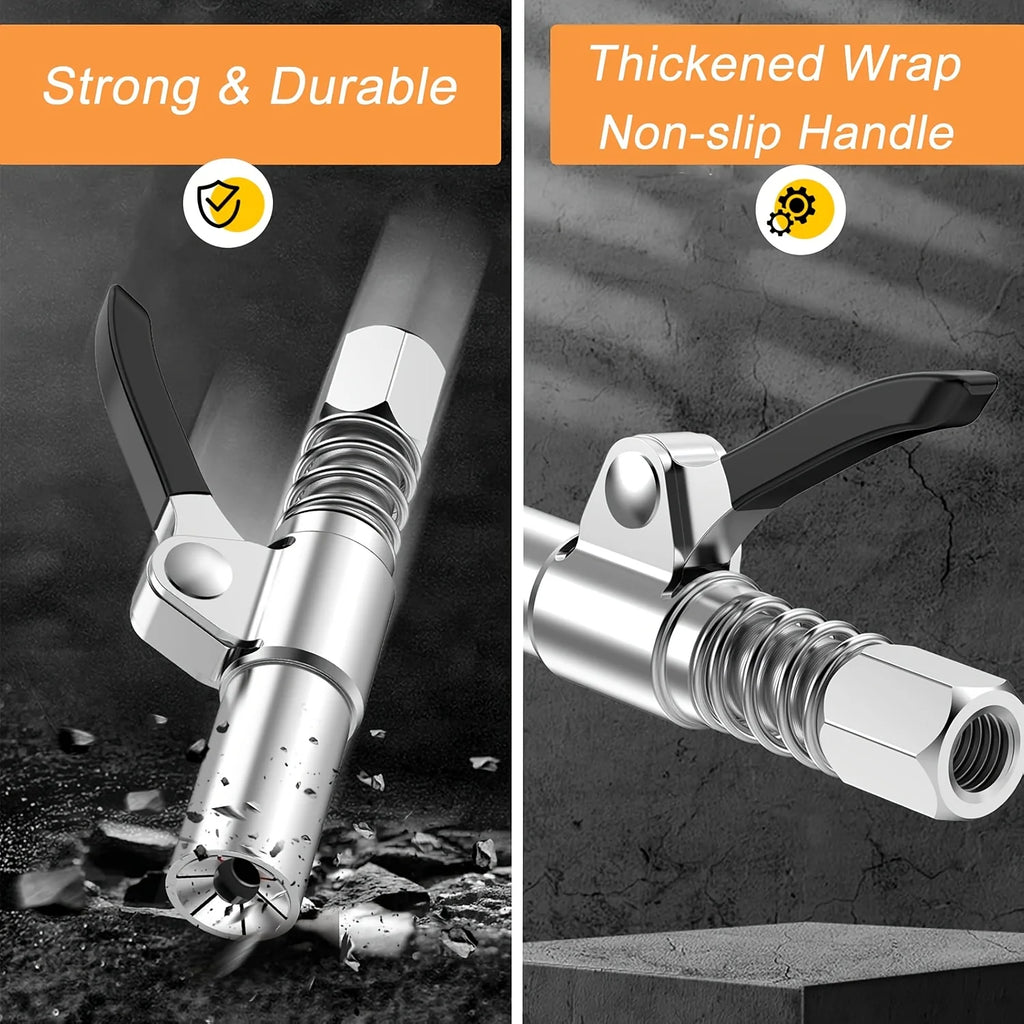 Grease Gun Coupler Grease Gun Fittings Quick Lock and Release Lube Heavy Grease Gun Nozzle Tips Compatible with Grease Guns