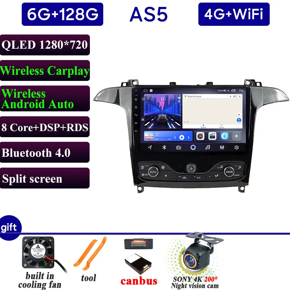 Ford S-Max Galaxy 2006-2015 9 Inch CarPlay Android Auto Player - image 16