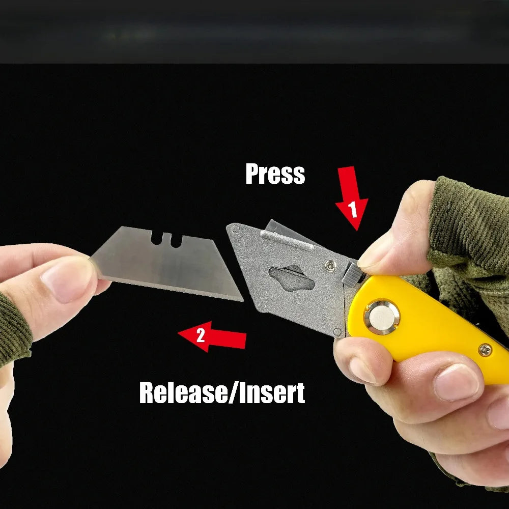 Utility Knife  Retractable Sharp Cut Heavy-duty Folding Knife Aluminum Plastic Handle Blade With Lock Portable Set