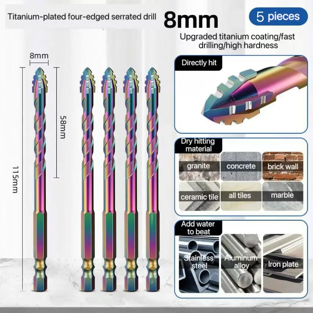3-12mm Four-Edge Serrated Drill Bit Set for Glass, Tile, Concrete & Metal