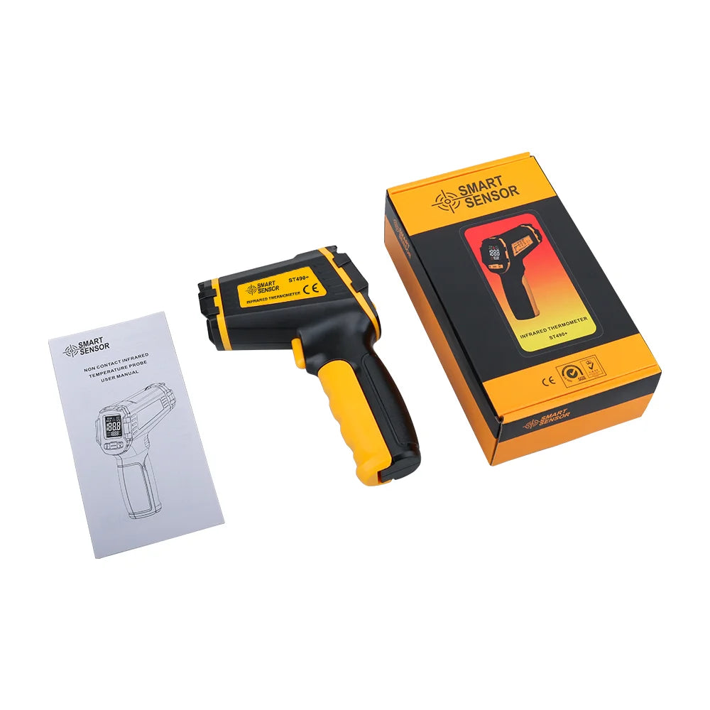 Digital Infrared Thermometer Laser Temperature Meter Non-contact Pyrometer Imager Hygrometer IR Termometro Color LCD Light Alarm