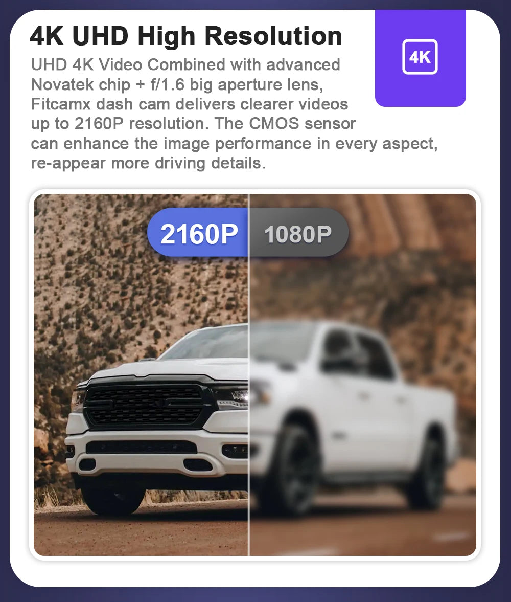 Fitcamx 4K Dash Cam for Dodge RAM 1500/2500/3500 2019-2026 - image 13