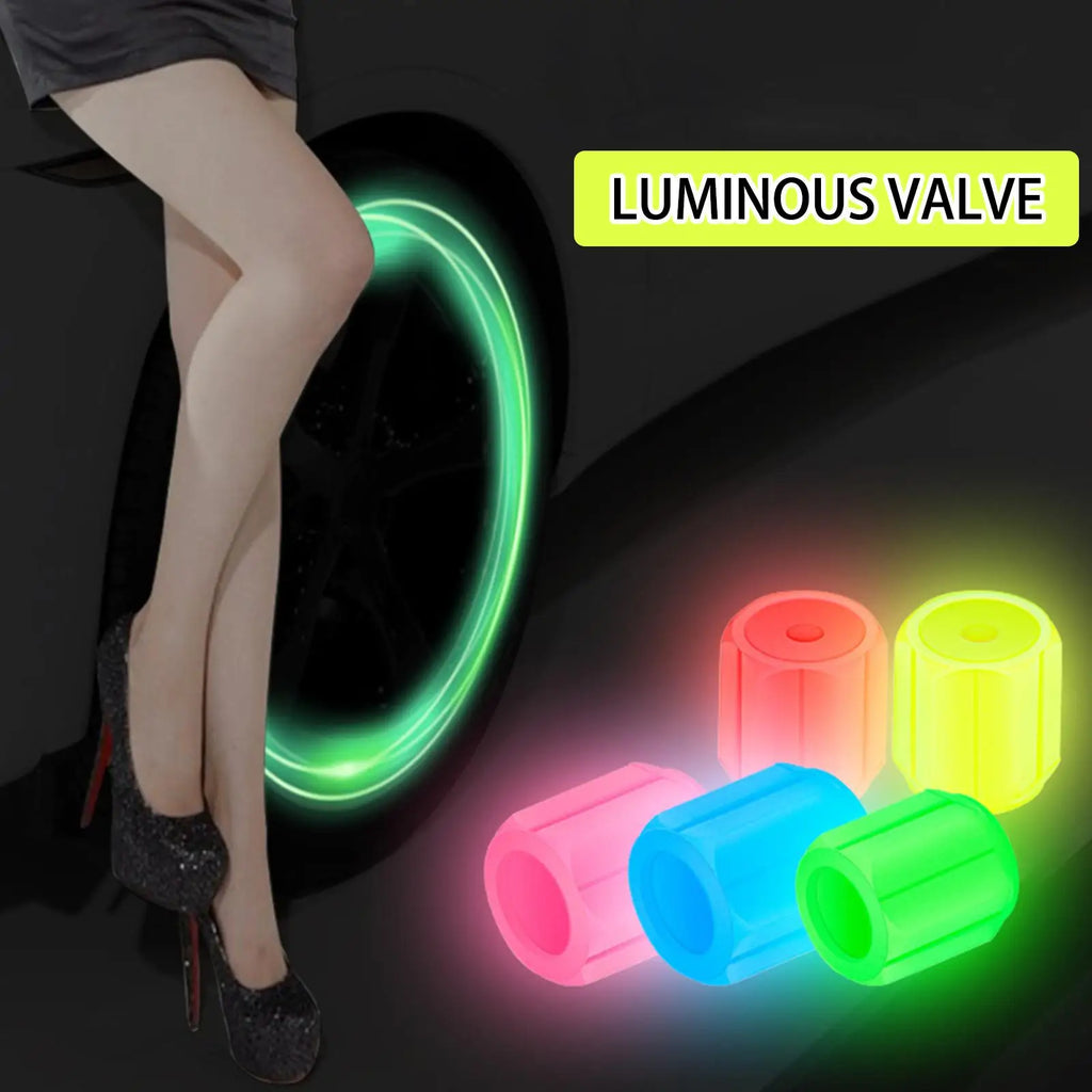 Glow in the Dark Tire Valve Stem Caps, Set of 4