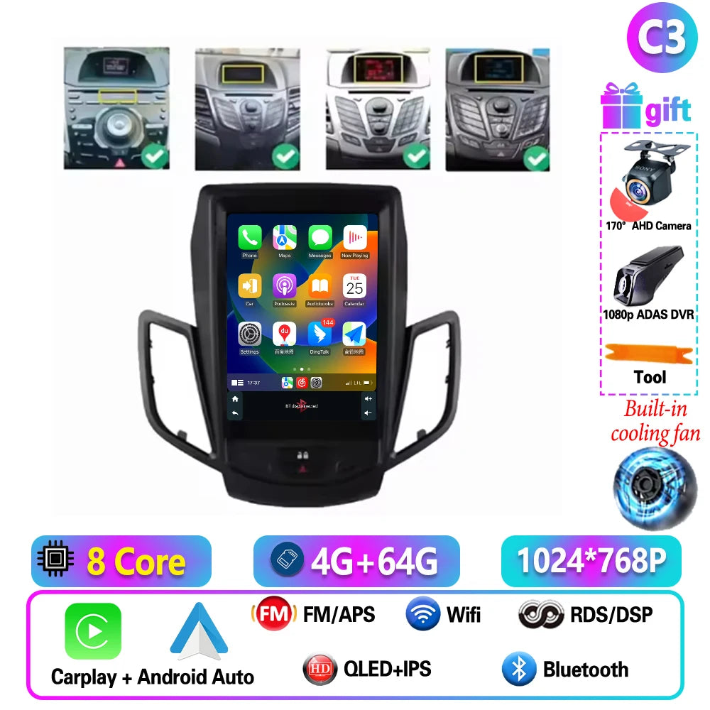 9.7 Inch Wireless CarPlay Android Radio for Ford Fiesta 2009-2017 - image 11