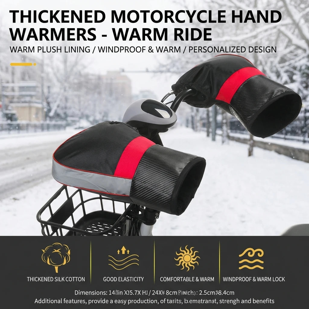 1Pair Motorcycle Handlebar Muffs Protective Motorcycle Scooter Thick Warm Grip Handle Bar Muff Rainproof Winter Warmer Gloves