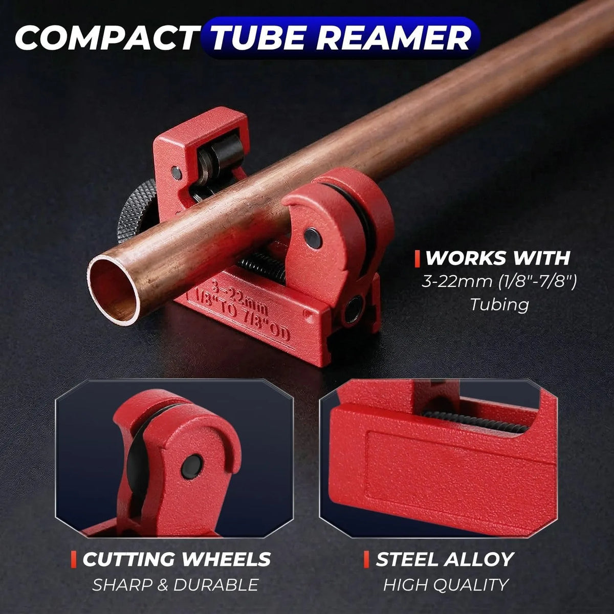 Copper Pipe Cutter Set Heavy Duty Tubing Tool with Mini Tube Cutter for Copper Plastic Pipes Aluminum Brass Thin Stainless Steel