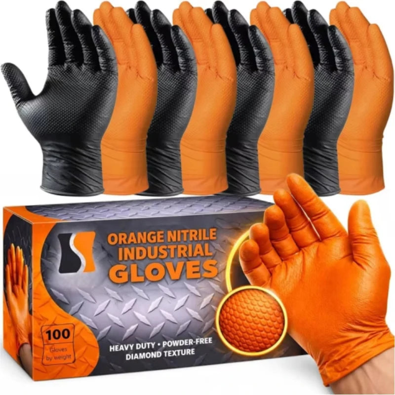 Heavy Duty Nitrile Gloves 8Mil Extra Thick Mechanic Home Garden Disposable Glove with Textured Grip Antislip Safety Work Gloves